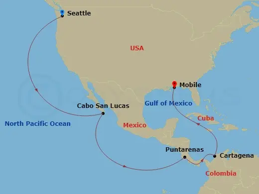 Itinerary schematic diagram