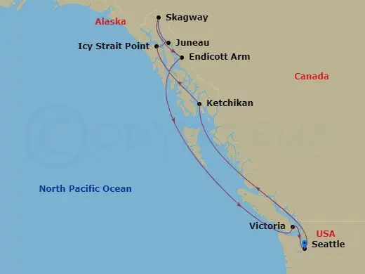 Itinerary schematic diagram