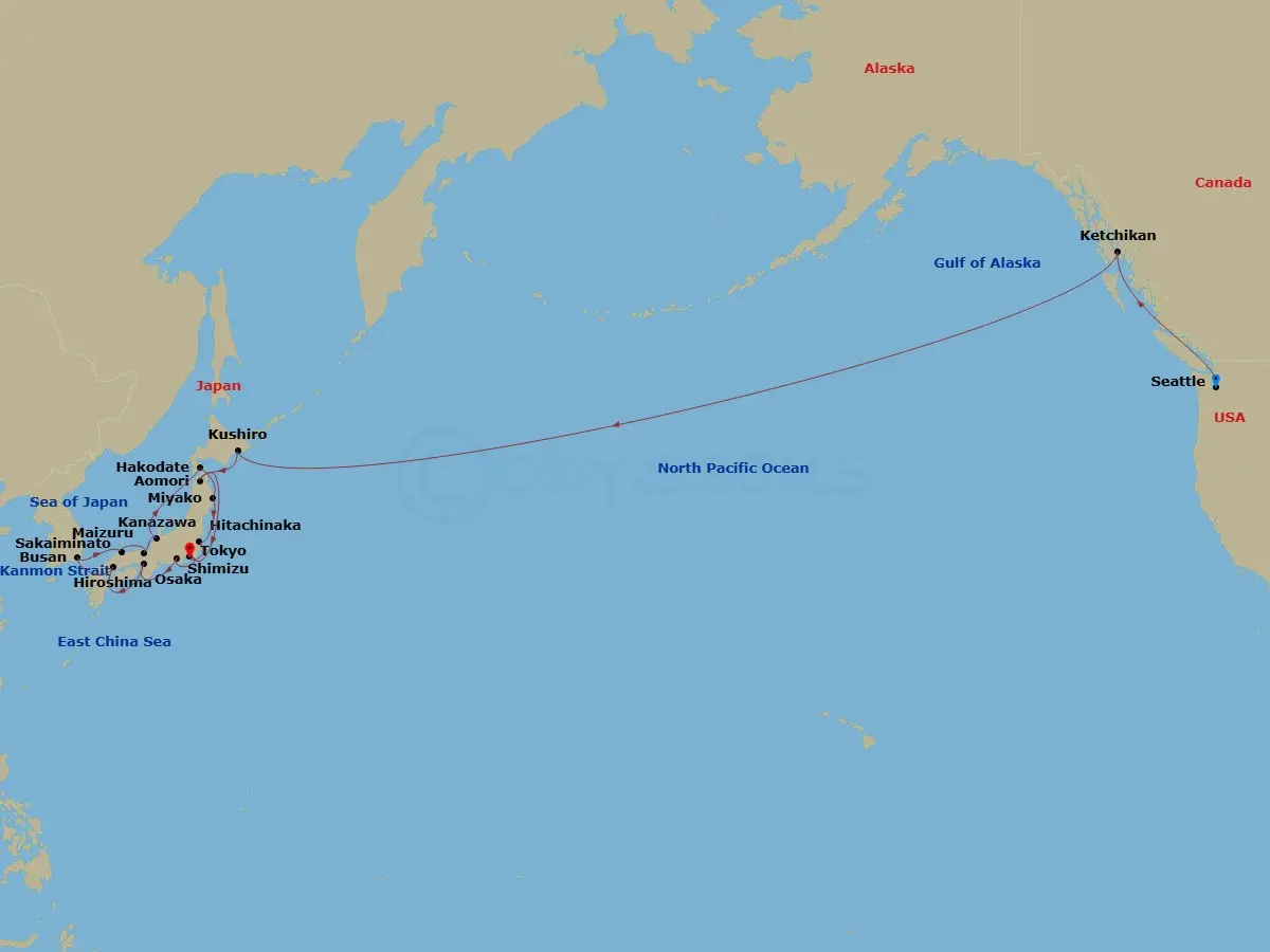 Itinerary schematic diagram