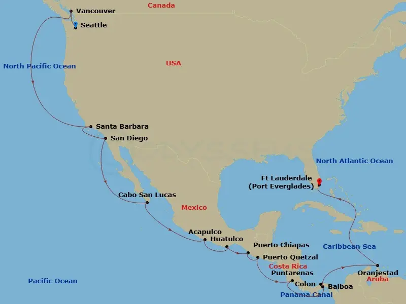 Itinerary schematic diagram