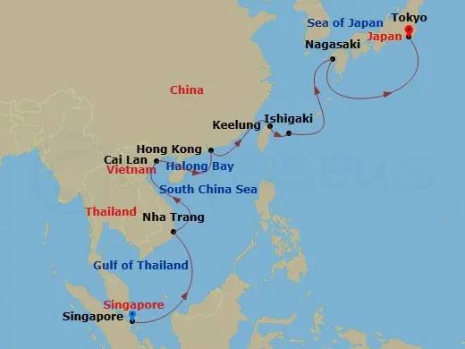 Itinerary schematic diagram