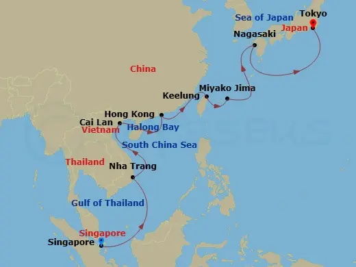 Itinerary schematic diagram