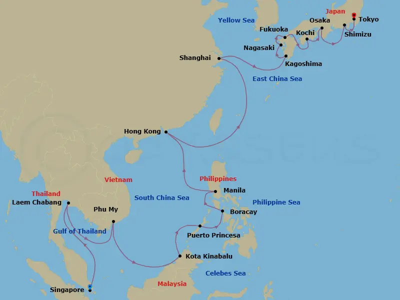 Itinerary schematic diagram