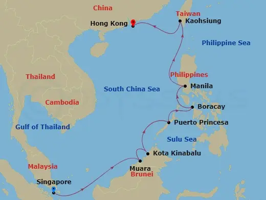 Itinerary schematic diagram