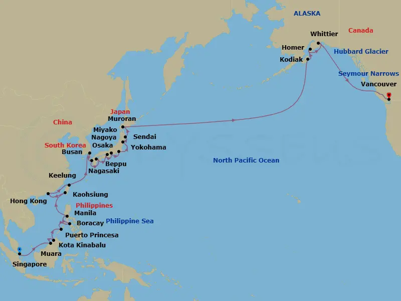 Itinerary schematic diagram