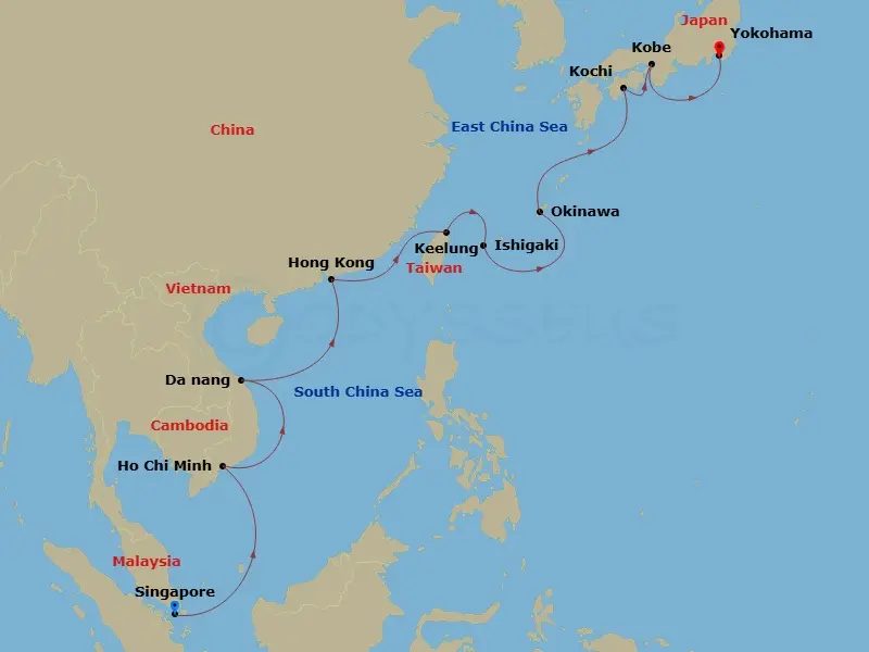 Itinerary schematic diagram