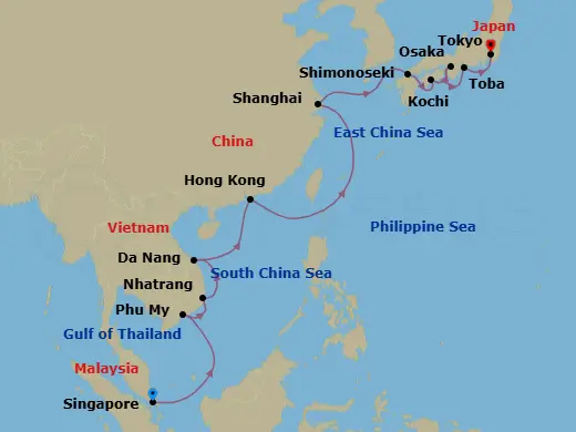 Itinerary schematic diagram