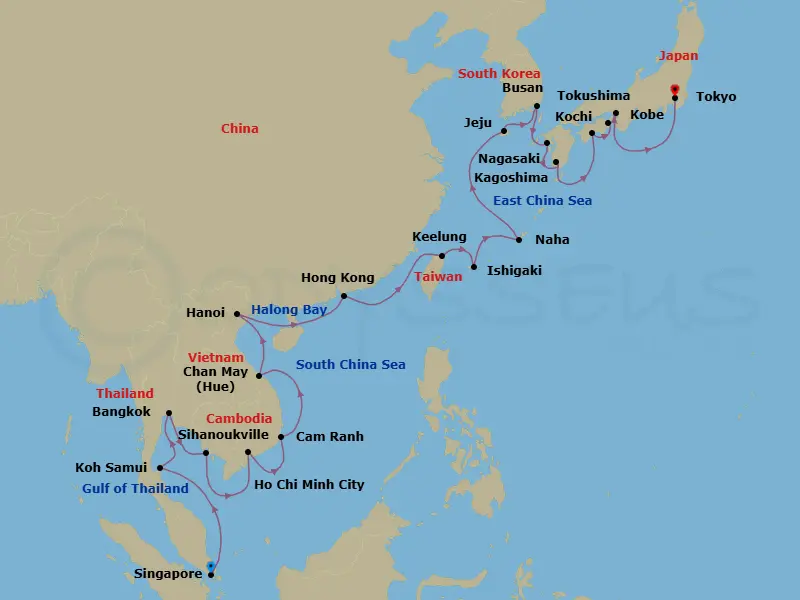 Itinerary schematic diagram
