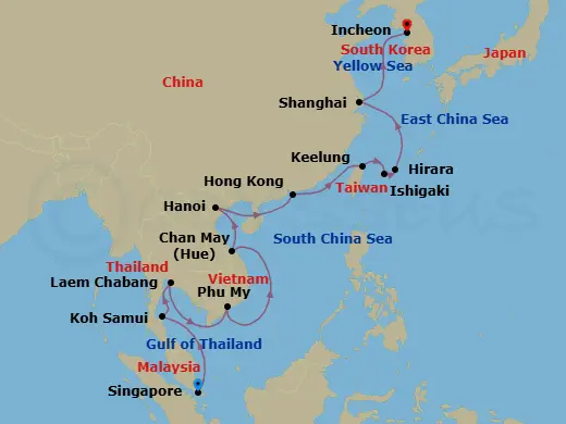 Itinerary schematic diagram