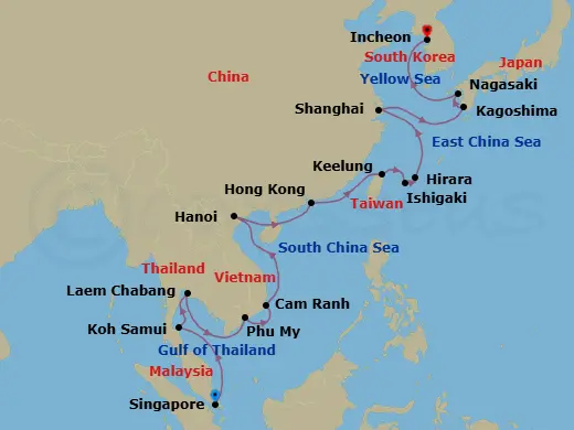 Itinerary schematic diagram