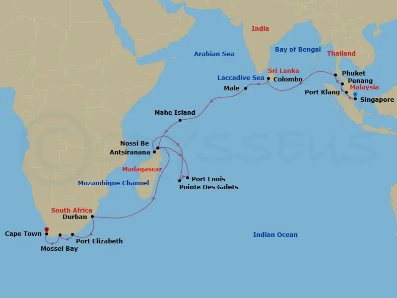 Itinerary schematic diagram