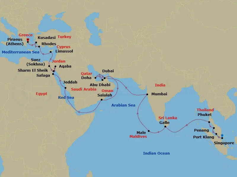Itinerary schematic diagram