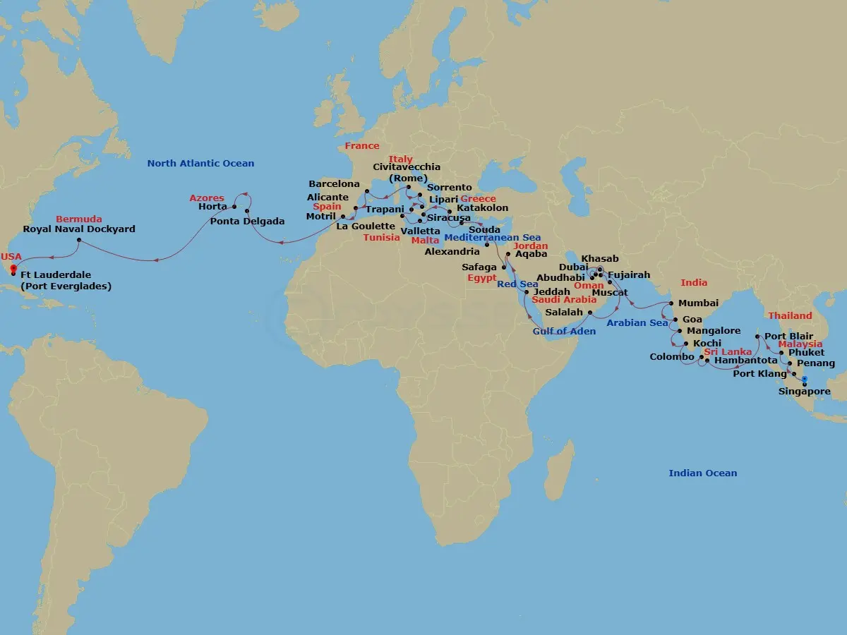 Itinerary schematic diagram