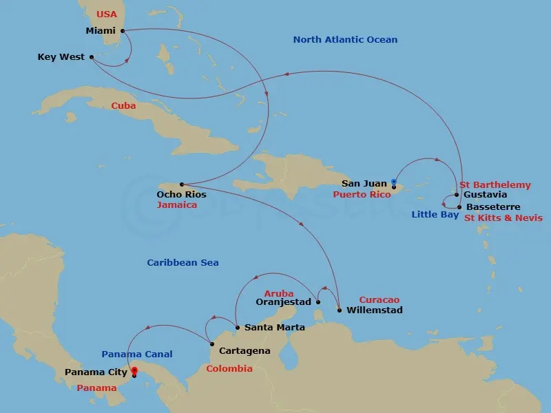 Itinerary schematic diagram