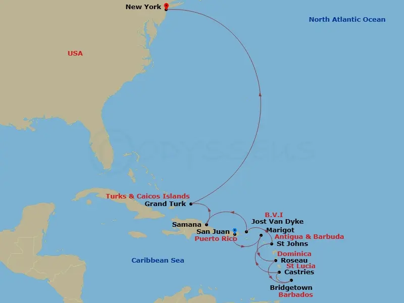 Itinerary schematic diagram