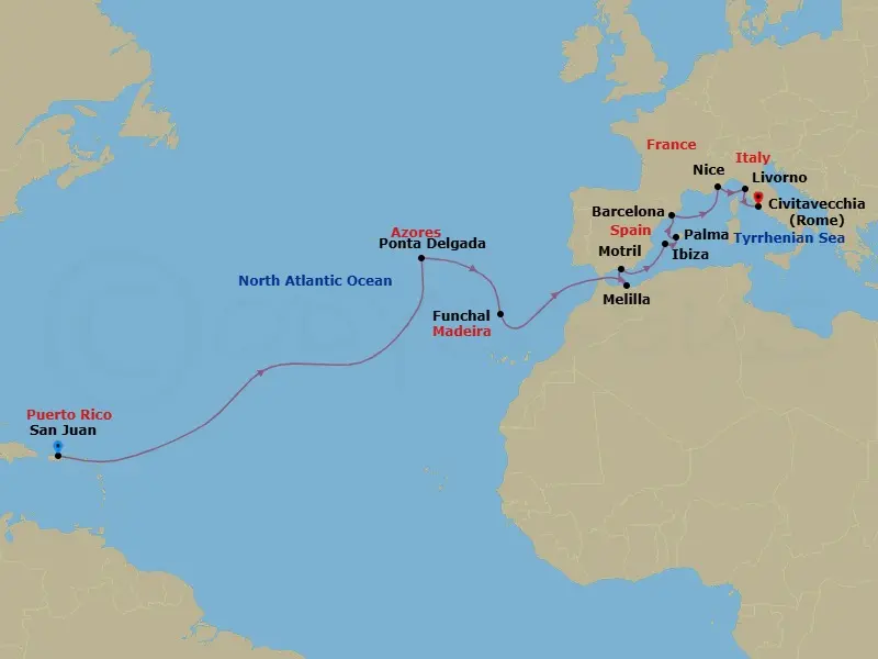 Itinerary schematic diagram