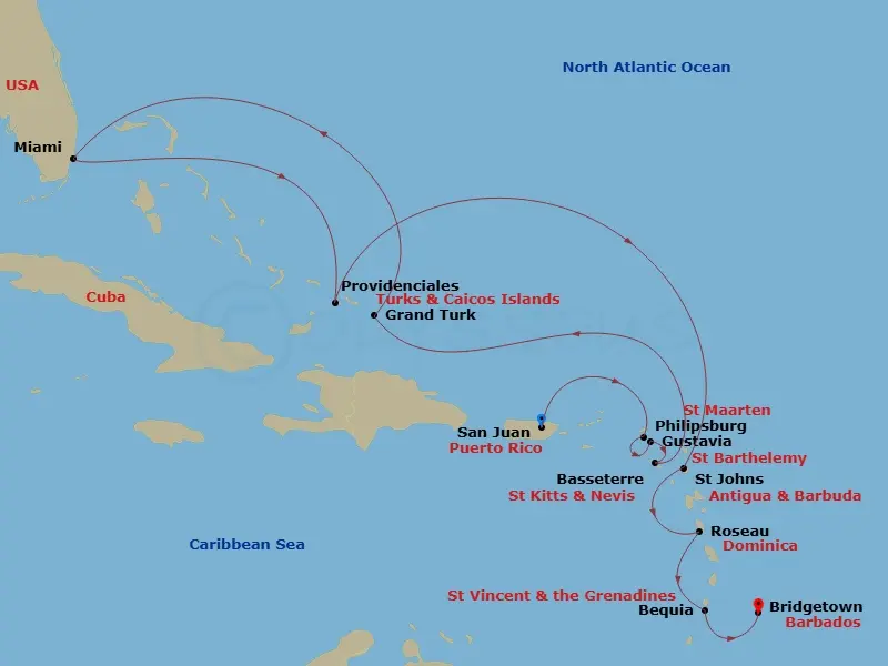 Itinerary schematic diagram