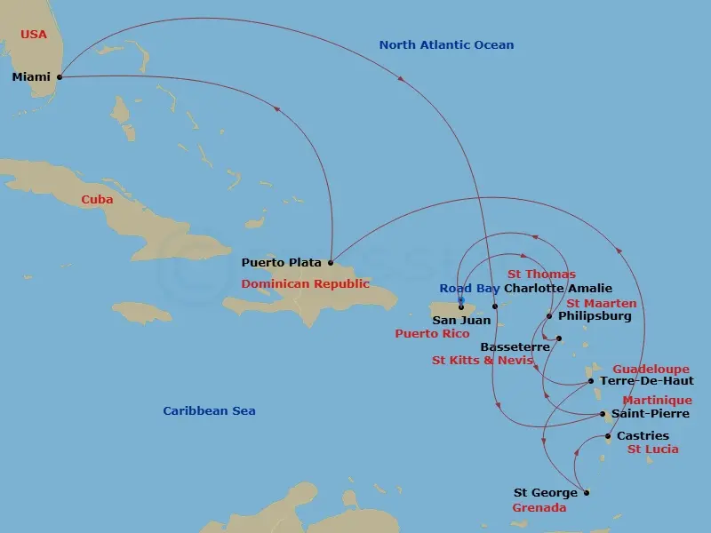 Itinerary schematic diagram