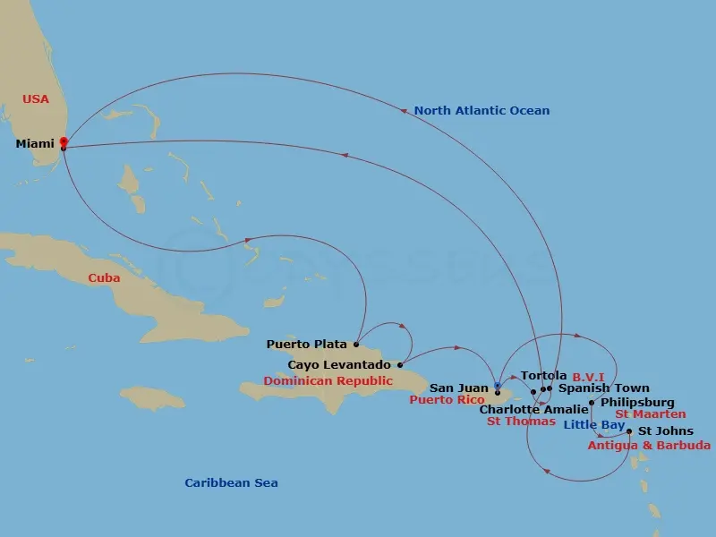 Itinerary schematic diagram