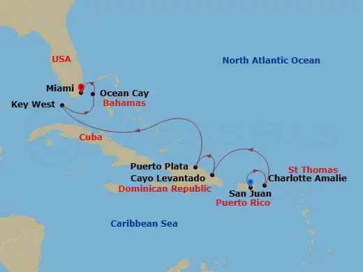 Itinerary schematic diagram