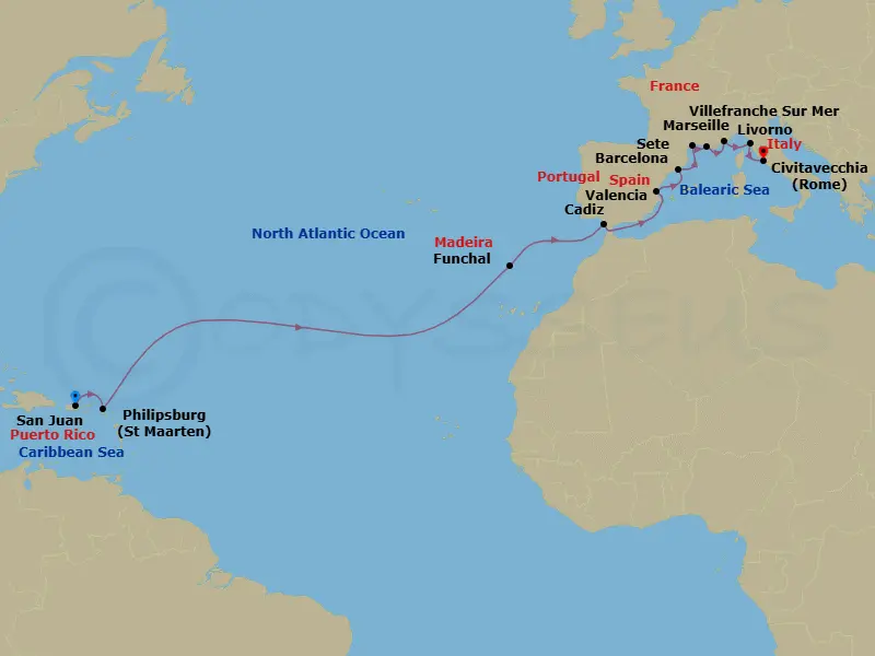 Itinerary schematic diagram