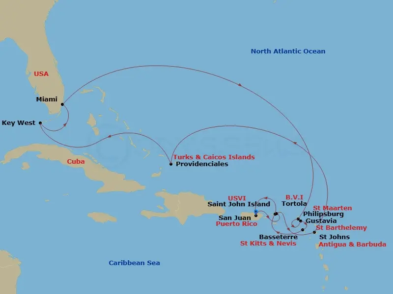 Itinerary schematic diagram