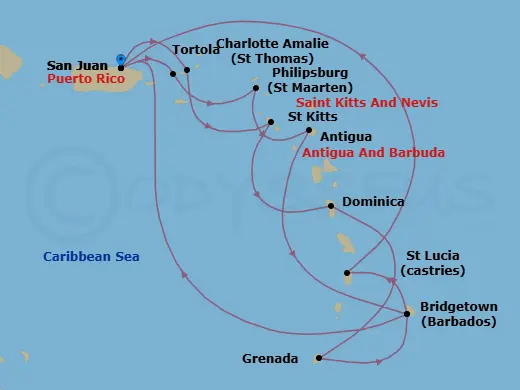 Itinerary schematic diagram