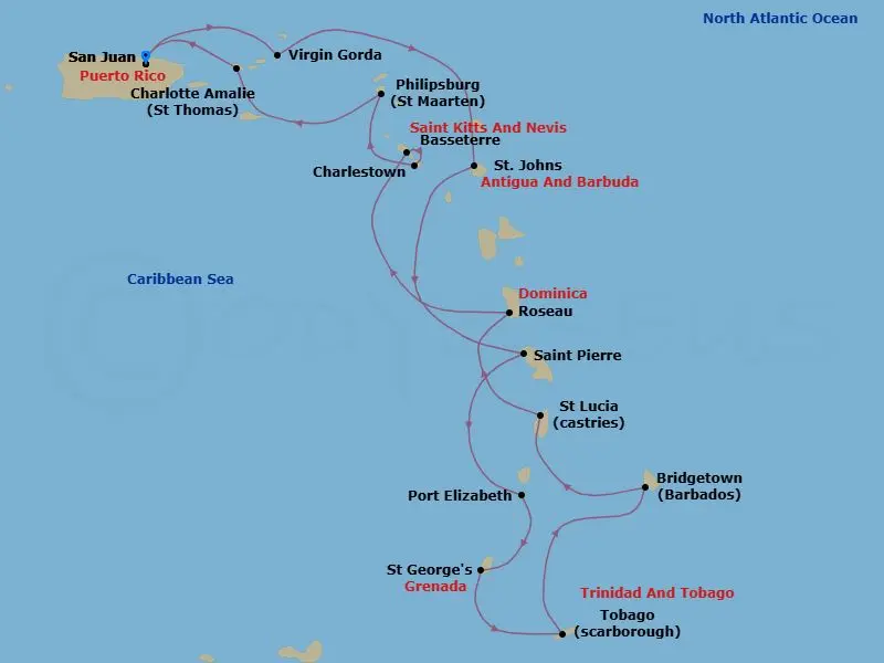 Itinerary schematic diagram