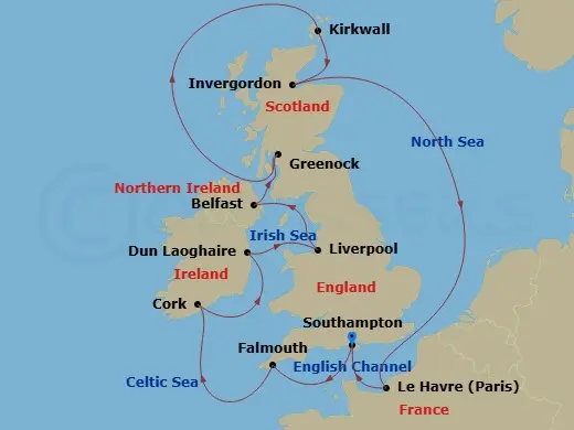 Itinerary schematic diagram