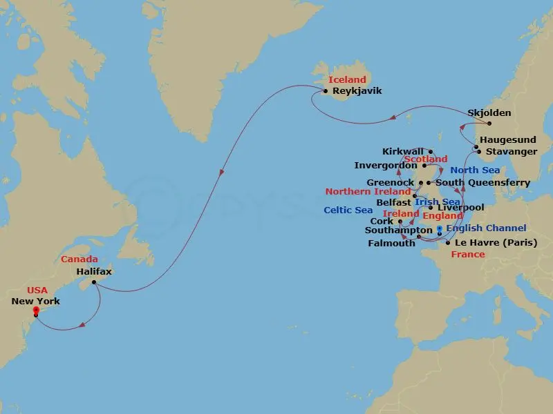 Itinerary schematic diagram
