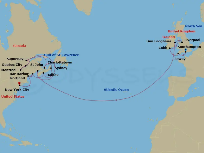 Itinerary schematic diagram