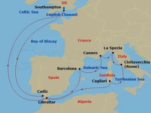 Itinerary schematic diagram