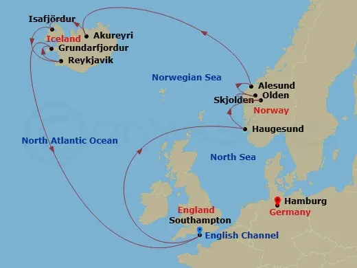 Itinerary schematic diagram