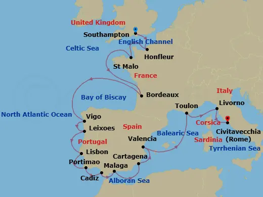 Itinerary schematic diagram