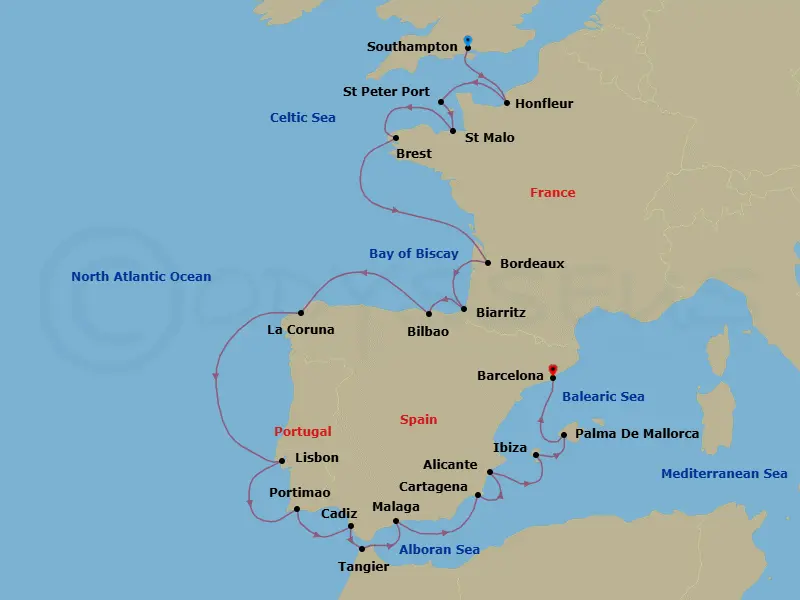 Itinerary schematic diagram