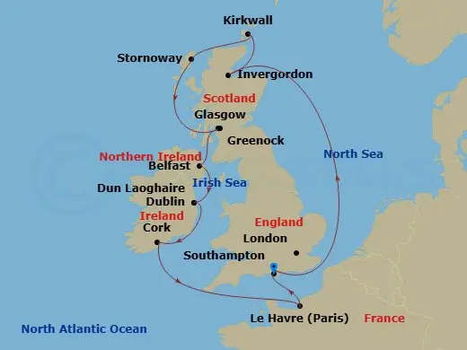 Itinerary schematic diagram