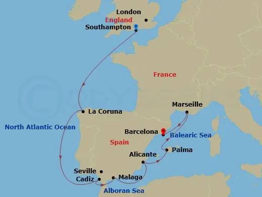 Itinerary schematic diagram