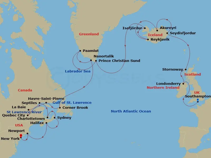 Itinerary schematic diagram