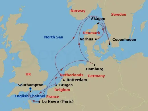 Itinerary schematic diagram