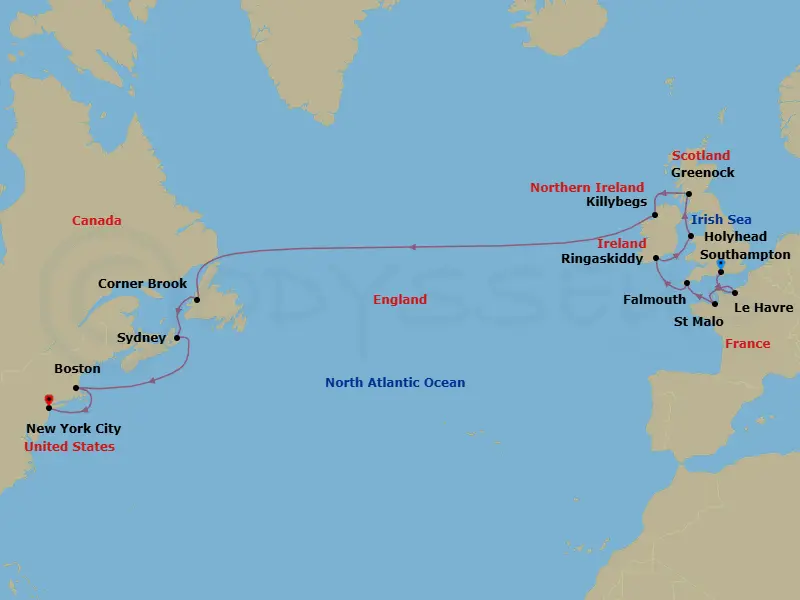 Itinerary schematic diagram