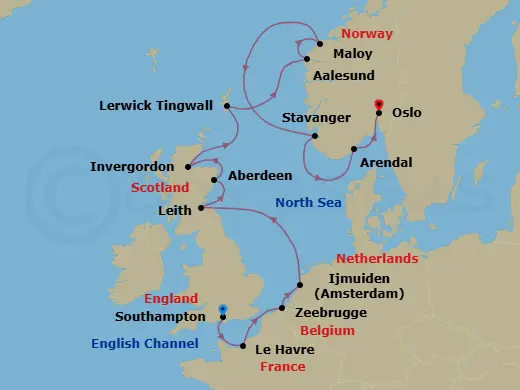 Itinerary schematic diagram