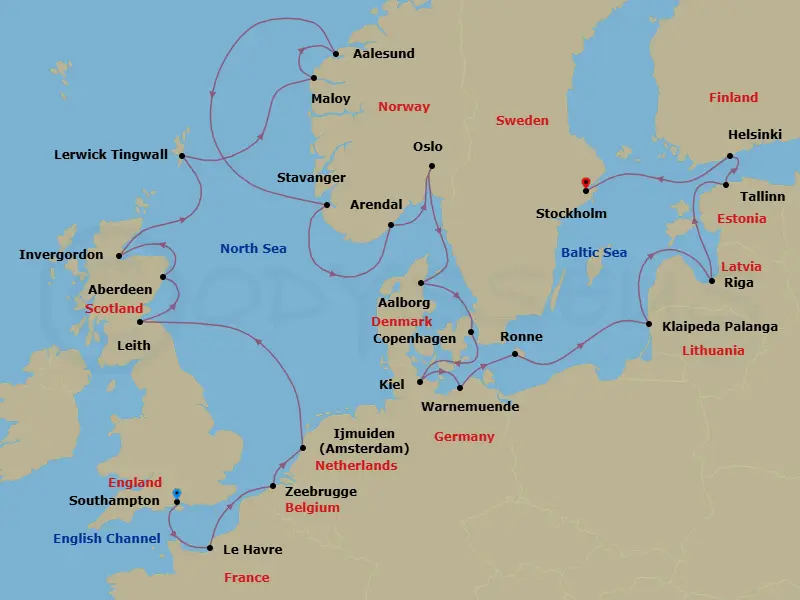 Itinerary schematic diagram