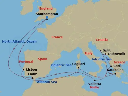 Itinerary schematic diagram