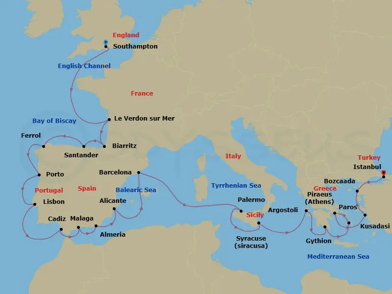 Itinerary schematic diagram