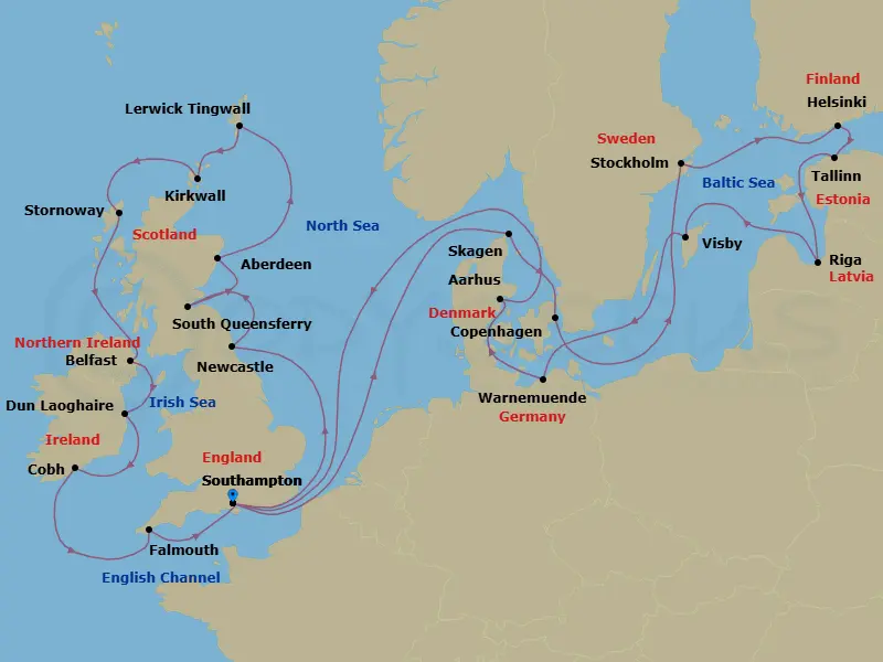Itinerary schematic diagram