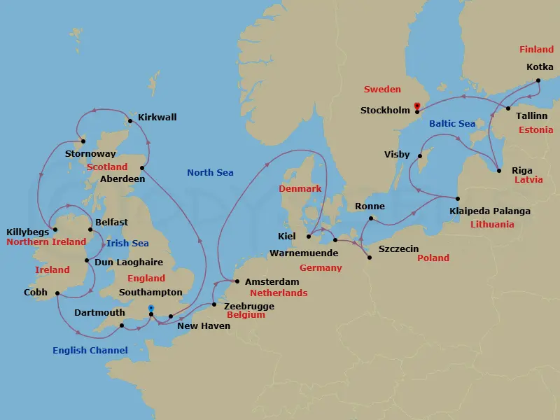 Itinerary schematic diagram