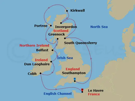 Itinerary schematic diagram