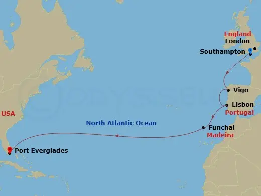 Itinerary schematic diagram