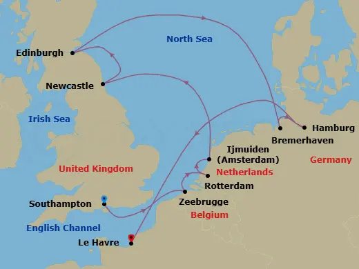 Itinerary schematic diagram