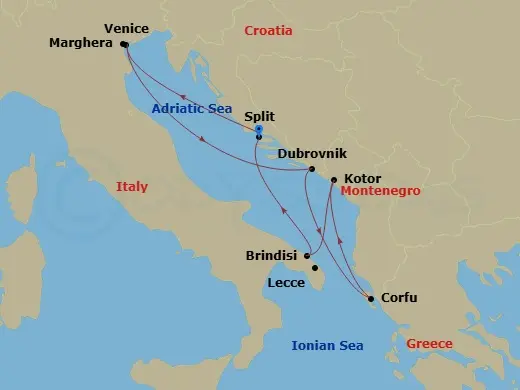 Itinerary schematic diagram